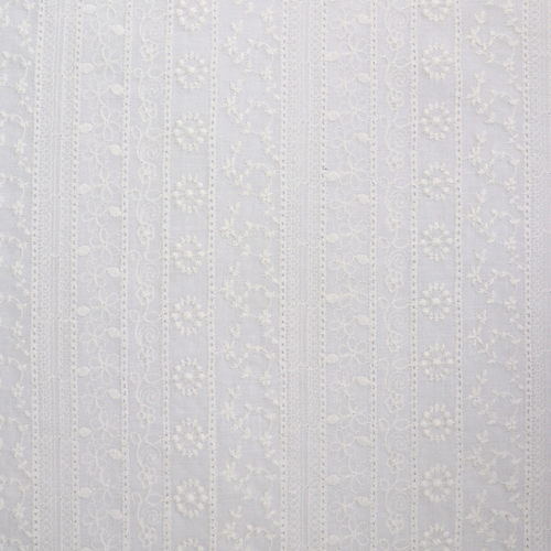 Cotton Voile - Embroidered Floral Stripe