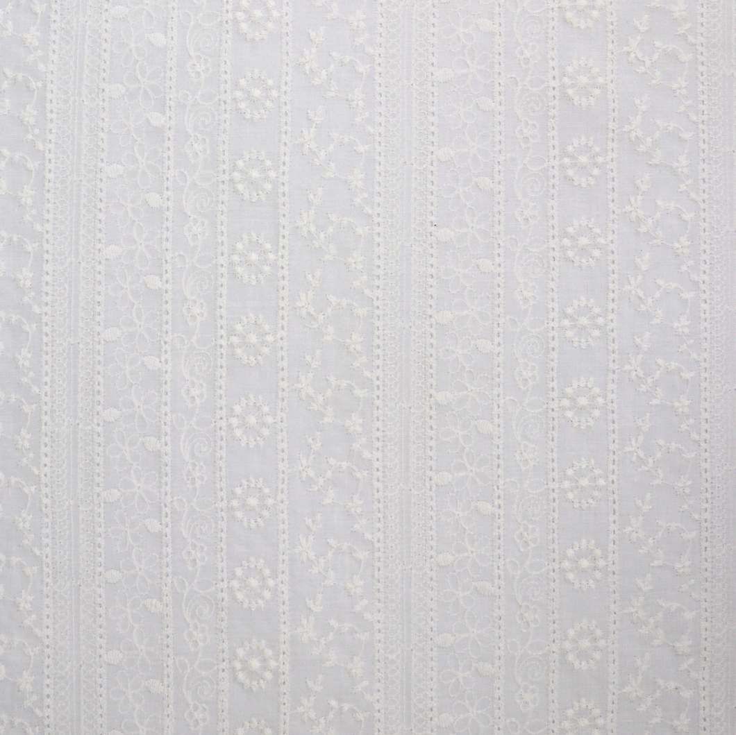 Cotton Voile - Embroidered Floral Stripe