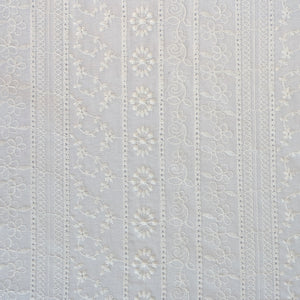 Cotton Voile - Embroidered Floral Stripe