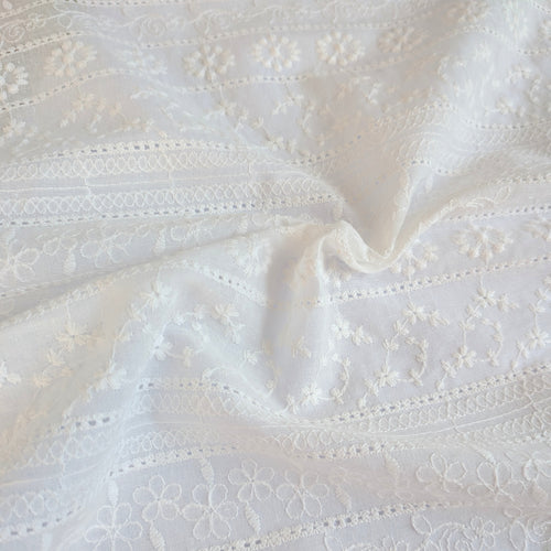 Cotton Voile - Embroidered Floral Stripe