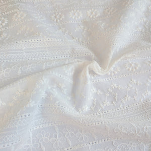 Cotton Voile - Embroidered Floral Stripe