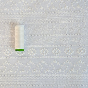 Cotton Voile - Embroidered Floral Stripe