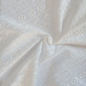 Cotton Voile - Embroidered Floral Stripe