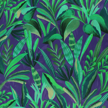 Cotton Voile - Jungle - Purple + Green