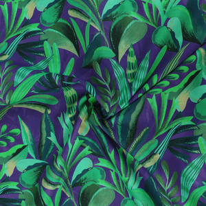 Cotton Voile - Jungle - Purple + Green