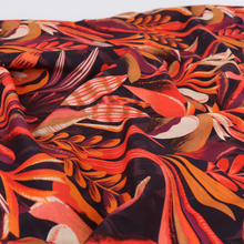 Cotton Voile - Jungle - Maroon + Orange