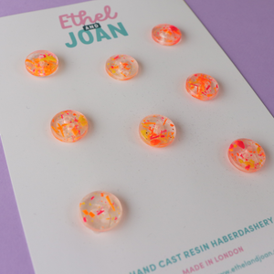Buttons 14mm - 8 Pack - Day Glow - Ethel & Joan