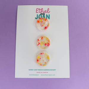 Buttons 25mm - 3 Pack - Day Glow Pan - Ethel & Joan
