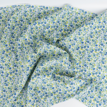 Deadstock Cotton Seersucker - Blue + Yellow Flowers