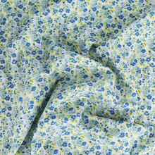 Deadstock Cotton Seersucker - Blue + Yellow Flowers