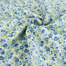 Deadstock Cotton Seersucker - Blue + Yellow Flowers