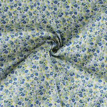 Deadstock Cotton Seersucker - Blue + Yellow Flowers