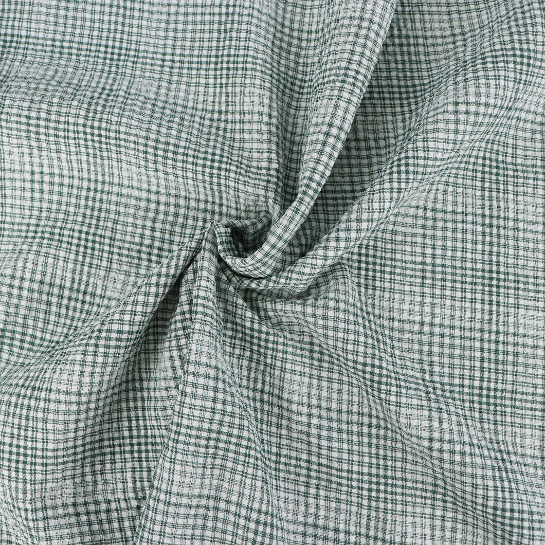 Deadstock Cotton Seersucker - Green Check