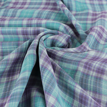 Deadstock Cotton Double Gauze - Check - Turquoise + Purple