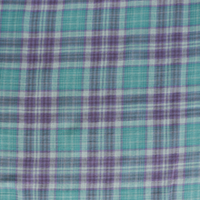 Deadstock Cotton Double Gauze - Check - Turquoise + Purple