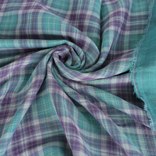 Deadstock Cotton Double Gauze - Check - Turquoise + Purple