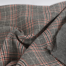 Deadstock Double Faced Wool Blend - Grey + Pumpkin Check