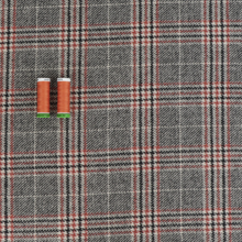 Deadstock Double Faced Wool Blend - Grey + Pumpkin Check