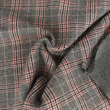 Deadstock Double Faced Wool Blend - Grey + Pumpkin Check