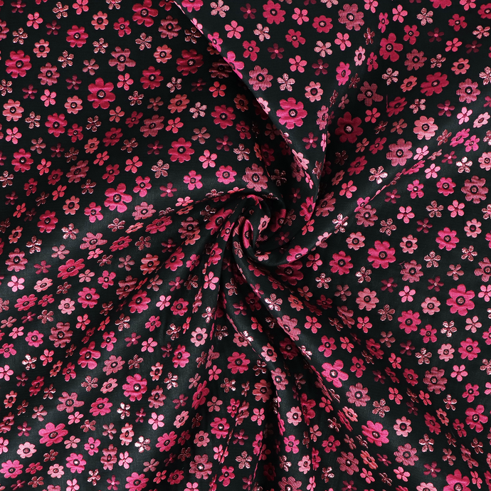 Jacquard Matelassé - Metallic Pink Daisy