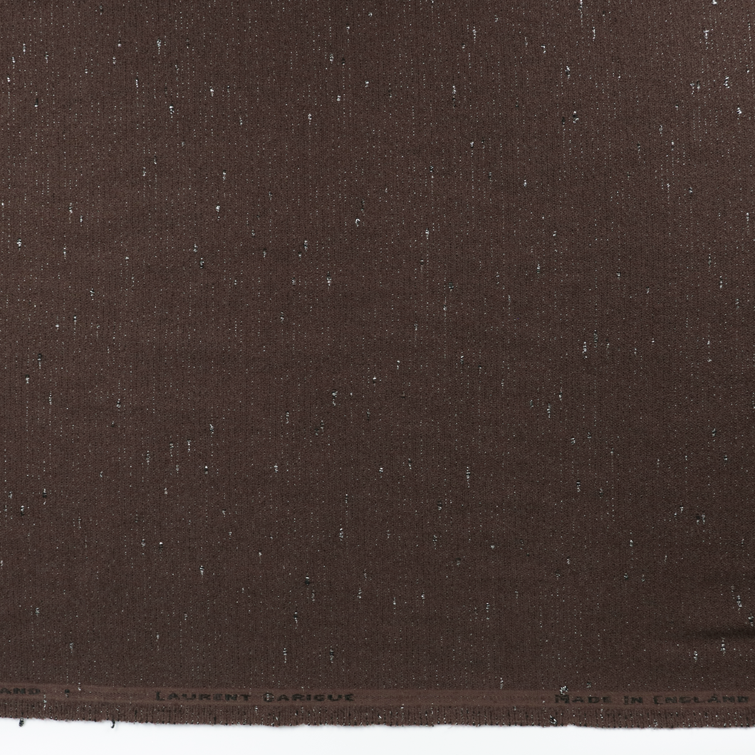 Deadstock British Wool Suiting - Metallic Silver Chocolate Brown