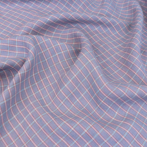 Deadstock Pure Linen Flax - Yarn Dyed Check - Lilac