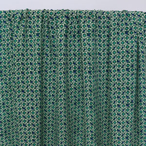 Deadstock Silk Crepe De Chine - Floral Tile Blue & Green