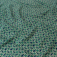 Deadstock Silk Crepe De Chine - Floral Tile Blue & Green