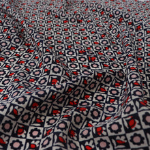 Deadstock Silk Crepe De Chine - Floral Tile Blue & Red