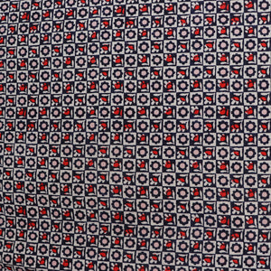 Deadstock Silk Crepe De Chine - Floral Tile Blue & Red