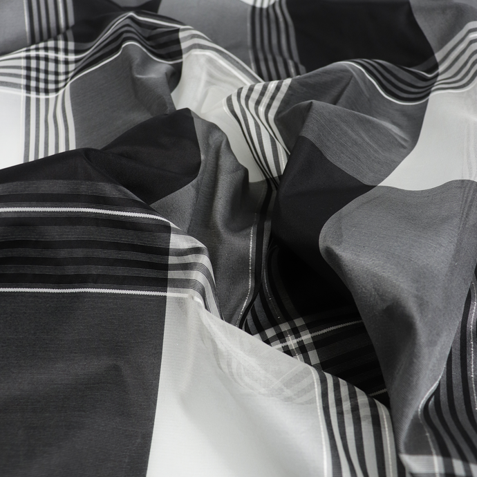 Deadstock Silk Organza - Sheer Black + Grey Check