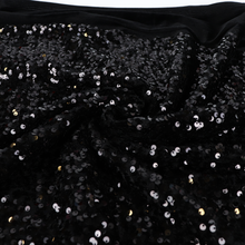 Deadstock Stretch Velvet Sequins - Black