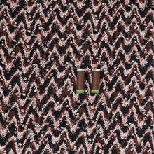 Deadstock Viscose Jersey - Peach + Chocolate Zigzag