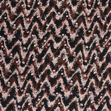 Deadstock Viscose Jersey - Peach + Chocolate Zigzag