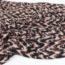 Deadstock Viscose Jersey - Peach + Chocolate Zigzag