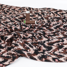 Deadstock Viscose Jersey - Peach + Chocolate Zigzag