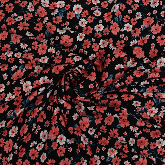 Deadstock Viscose Jersey - Coral Flowers