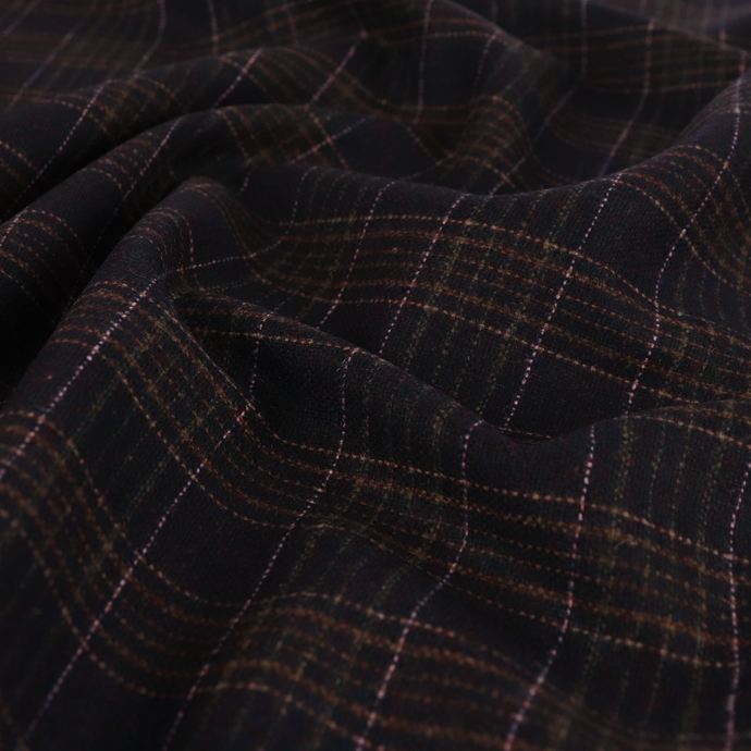 Deadstock Italian Wool Blend - Rum Raisin Check