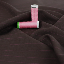 Deadstock Wool Suiting - Chocolate Brown + Rose Pink Pinstripe