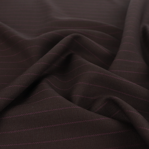 Deadstock Wool Suiting - Chocolate Brown + Rose Pink Pinstripe