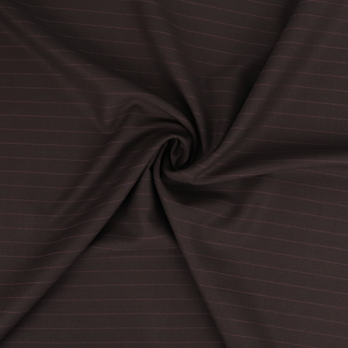 Deadstock Wool Suiting - Chocolate Brown + Rose Pink Pinstripe