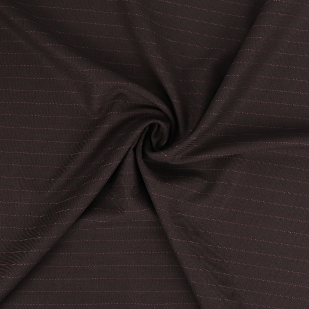 Deadstock Wool Suiting - Chocolate Brown + Rose Pink Pinstripe