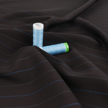 Deadstock Wool Suiting - Dark Brown + Blue Pinstripe