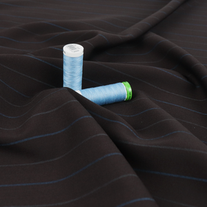 Deadstock Wool Suiting - Dark Brown + Blue Pinstripe