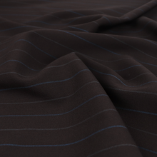 Deadstock Wool Suiting - Dark Brown + Blue Pinstripe