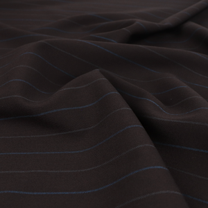Deadstock Wool Suiting - Dark Brown + Blue Pinstripe