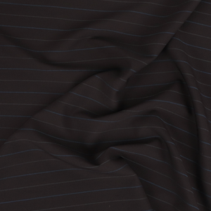 Deadstock Wool Suiting - Dark Brown + Blue Pinstripe
