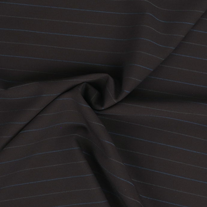 Deadstock Wool Suiting - Dark Brown + Blue Pinstripe