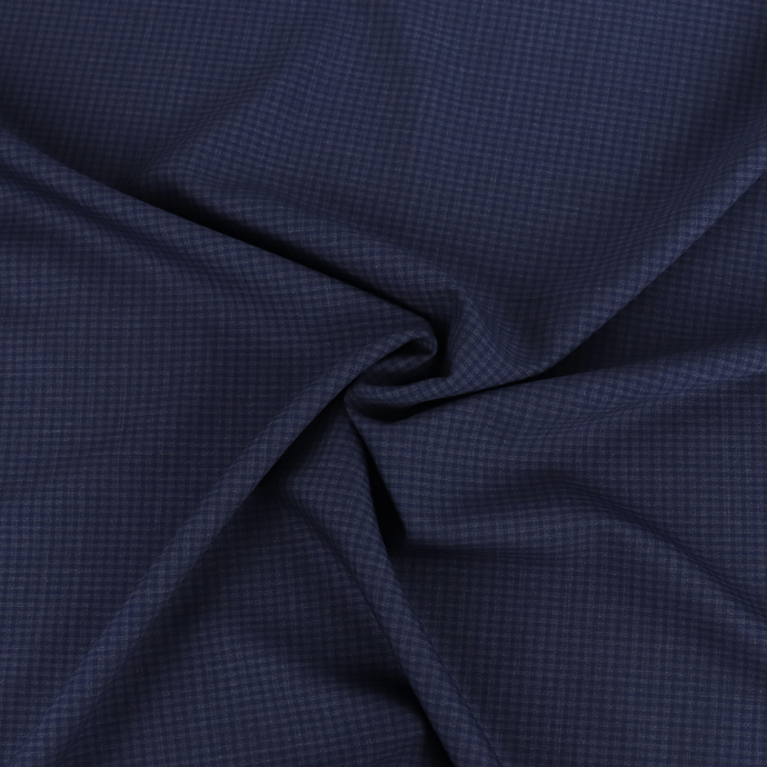 Deadstock Wool Suiting - Blue Tiny Gingham