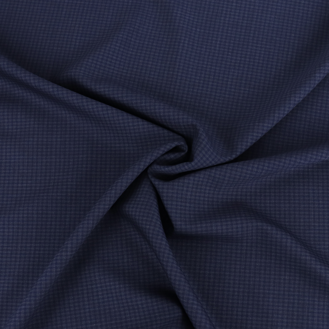 Deadstock Wool Suiting - Blue Tiny Gingham